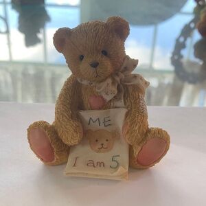 Cherished Teddies Tan Bear with White Bow